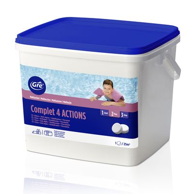 Traitement de piscine complet 4 actions en galet 250 gr 10 kg GRE