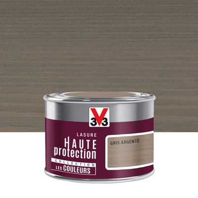 Lasure bois Haute Protection intérieure extérieure couleur gris argenté 125 ml V33