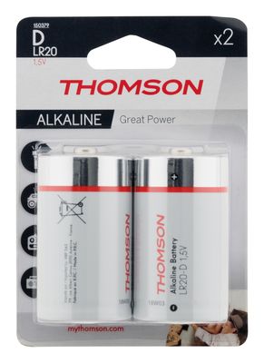 Lot de 2 piles alcalines D ou LR20 - THOMSON