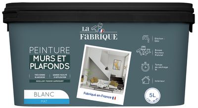 Peinture murs et plafonds blanc mat 5 l LA FABRIQUE