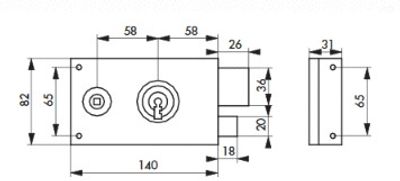 Serrure en applique horizontale à fouillot 140 x 82 mm droite THIRARD