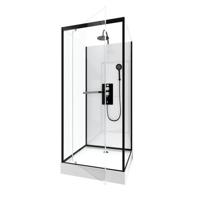 Cabine de douche carrée profilé noir mat 80x80x219-230 cm City Square AURLANE