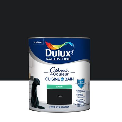 Peinture Crème de Couleur Cuisine et Bain Satin Noir 0,75 L