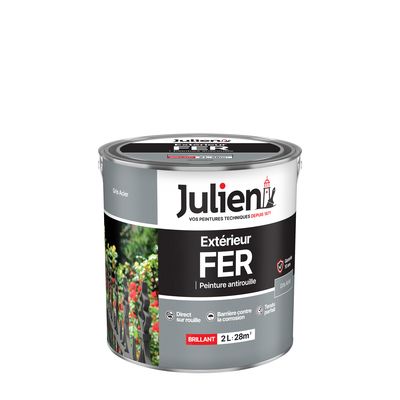 Peinture fer antirouille gris acier brillant 2 l JULIEN