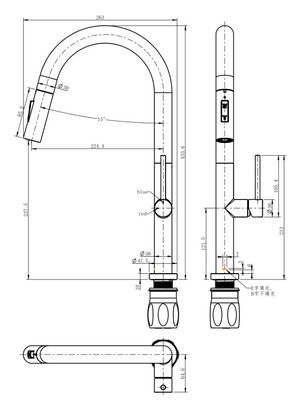 Robinet de cuisine avec douchette Chrome Portofino - ESSEBAGNO