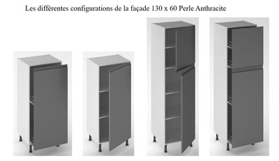 Façade pour demi-colonne de cuisine Perle anthracite 130 x 60 cm OFITRES