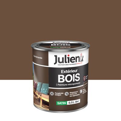 Peinture bois brun Normandie satin 500 ml JULIEN