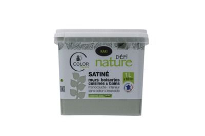 Peinture naturelle murale Kaki satin 1 l - DEFI NATURE