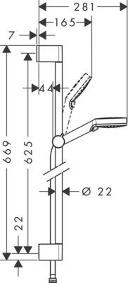 Combiné barre de douche Crometta Vario 2 jets Blanc/chromé HANSGROHE