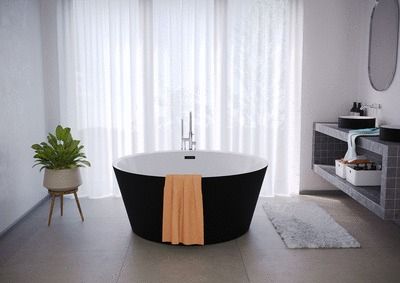 Baignoire îlot ronde noire diamètre 130 cm Ciarra BALNEO