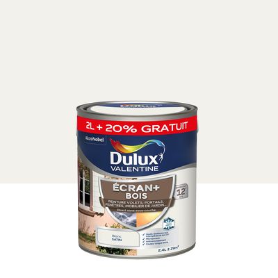 Peinture Ecran+ Bois  Satin Blanc (Blanc BW)   2,4 L - DULUX VALENTINE