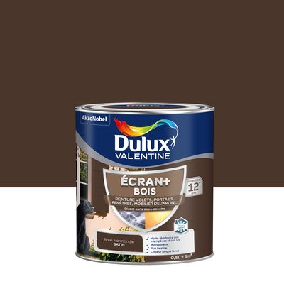 Peinture Ecran+ Bois  Satin Brun Normandie 0,5 L - DULUX VALENTINE