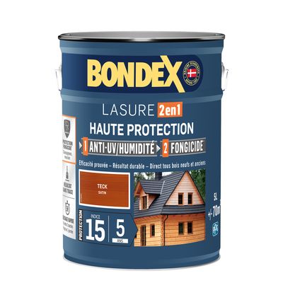 Lasure 2 en 1 haute protection 5 ans teck 5 l BONDEX