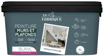 Peinture murs et plafonds blanc velours 5 l LA FABRIQUE