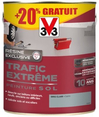 Peinture de sol trafic extrême gris clair 2,5 l + 20% gratuit V33