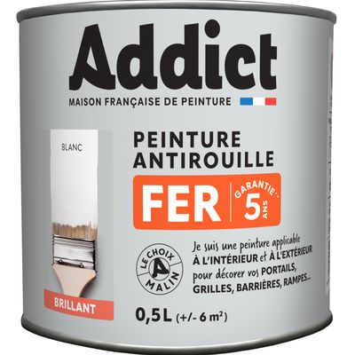 ADDICT Peinture FER Brillant blanc Ral 9016 0.5 L