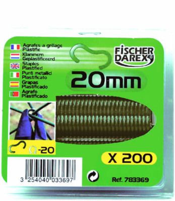 Agrafes à grillage plastifiées vert en 20 mm par 200 FISCHER DAREX