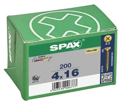 Vis tête fraisée PZ 4 x 30 mm par 200 SPAX