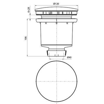 Bonde de douche tourbillon diamètre 90 mm à sortie verticale WIRQUIN