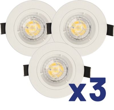 Lot de 3 spots encastrables GU10 fixe blanc 380 lumens 4000K - SAPHYR ARLUX