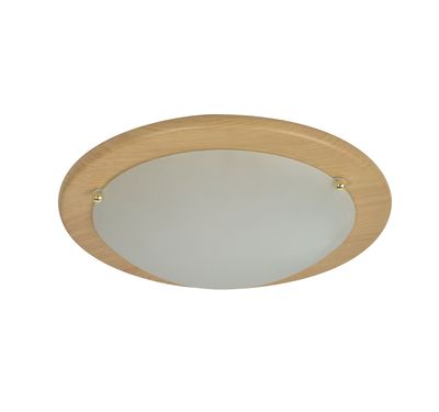 Plafonnier rond blanc/ bois E27 60W EZIO COREP