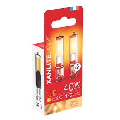 Lot de 2 ampoules LED G9 3,7W = 400 lumens blanc chaud - XANLITE