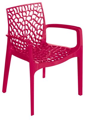 Fauteuil de jardin Gruvyer en résine couleur framboise GRANDSOLEIL