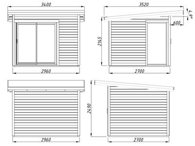 Abri de jardin bois Andrea Slide+ Naturel 7,5m2 PALMAKO