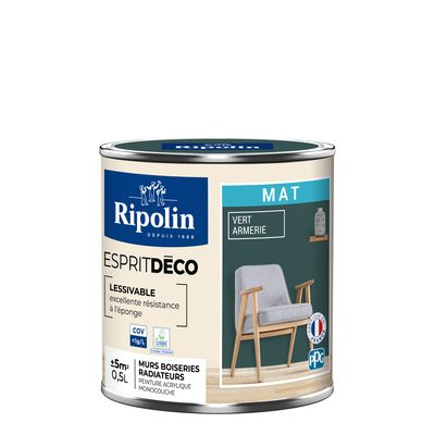 Peinture Intérieure Couleur - Mat - 0,5L - Vert Armerie - RIPOLIN