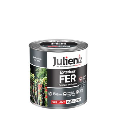 Peinture fer antirouille gris anthracite RAL 7016 brillant 250 ml JULIEN