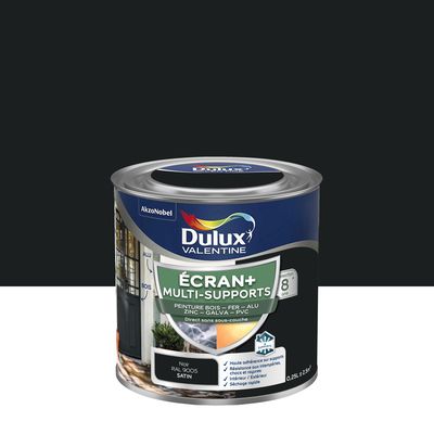 Peinture Ecran+ Multi-supports Dulux Valentine Satin Noir 0,25 L