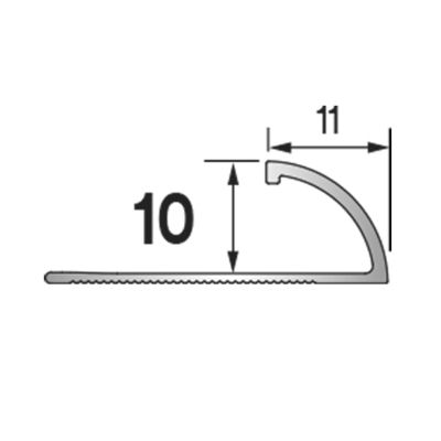 Quart de rond ouvert 10 mm aluminium anodisé naturel brossé 2,50 m DINAC