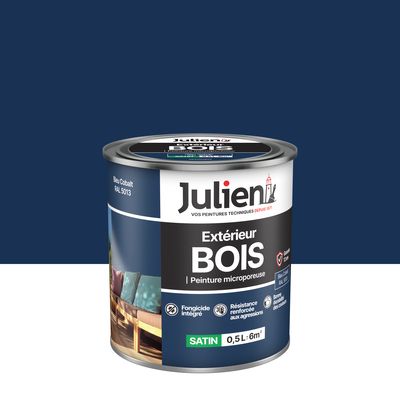 Peinture bois bleu cobalt RAL 5013 satin 500 ml JULIEN