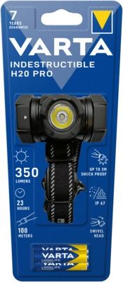 Lampe frontale indestrutible H20 350 Lumens avec piles - VARTA