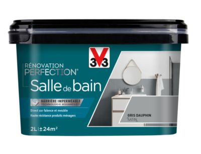 Peinture de rénovation pour salle de bains gris dauphin finition satinée 2 l V33