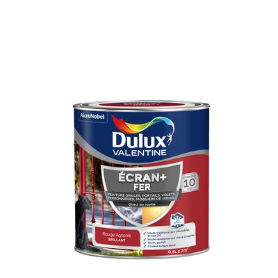 Peinture Ecran+ Fer  Brillant Rouge Agricole 0,5 L - DULUX VALENTINE