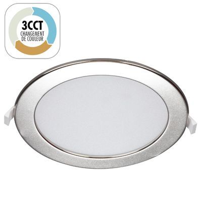 Spot encastrable LED blanc dynamique CCT 1550 lumens D 220mm argent - ARLUX