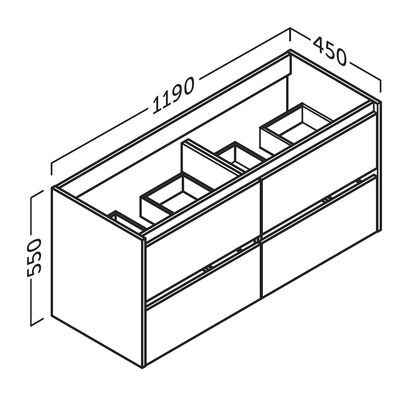 Caisson 120 cm 4 tiroirs Thana Vieux Chêne