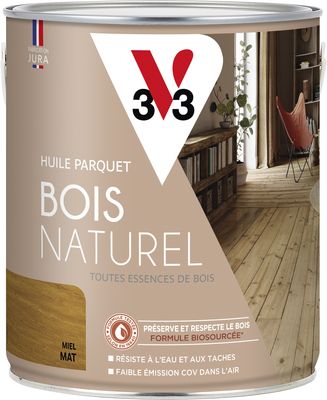 Huile parquet bois naturel miel mat 2.5 l - V33