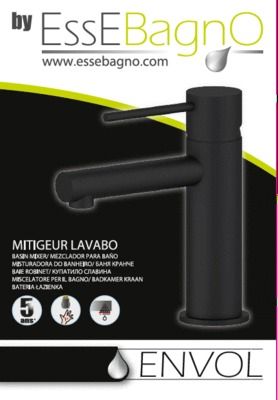 Mitigeur de lavabo bec bas noir Envol ESSEBAGNO