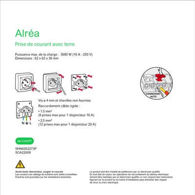 Prise 2 pôles + terre blanc - Alréa SCHNEIDER ELECTRIC