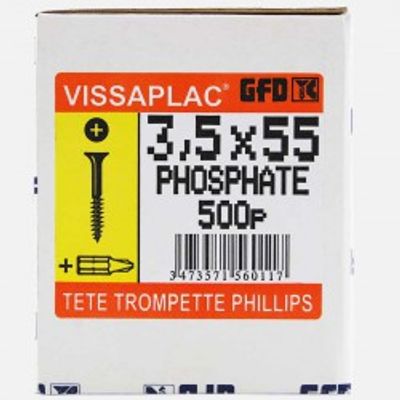 Vis plaque de plâtre 3,5 x 55 mm par 500 DESA