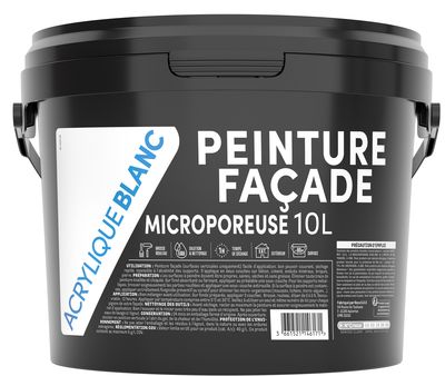 Peinture façade Acrylique poreuse 10 L blanc TDP