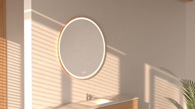 Miroir rond en bois lumineux D.90 cm Swann Wood MP GLASS