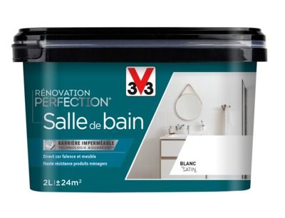 Peinture de rénovation pour salle de bains blanc finition satinée 2 l V33