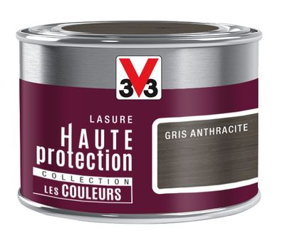 Lasure bois Haute Protection intérieure extérieure couleur gris anthracite 125 ml V33