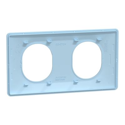 Plaque de finition 2 postes horizontal bleu azurin - Ovalis SCHNEIDER ELECTRIC