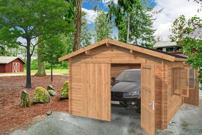 Garage bois Marron Roger 19m2 PALMAKO Livraison incluse domicile