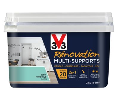 Peinture de rénovation multisupports finition satinée bleu nordique 500 ml V33