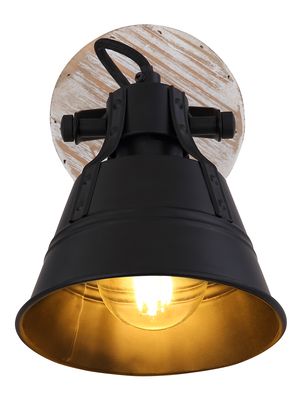 Spot intérieur GÜNTHER noir 1 culot E27 60 w 230 V Métal et bois GLOBO